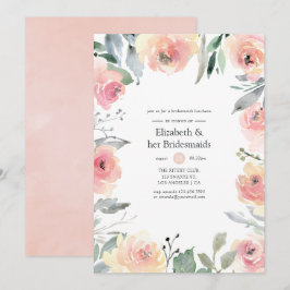Pastel Blush Pink Floral Bridesmaids Luncheon Einladung