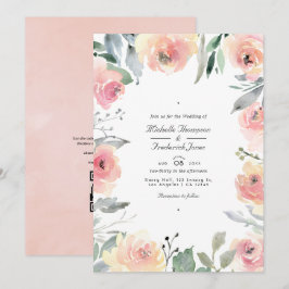 Pastel Blush Pink Floral QR Code UAWG Wedding Einladung