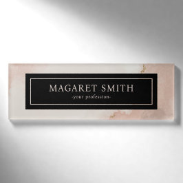 Pastel Blush Pink in Gold Mitarbeiterinnen Namenschild