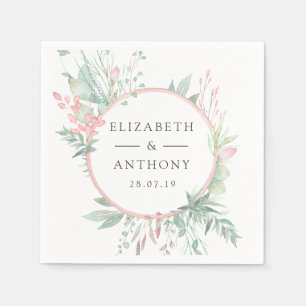Pastel Blush Pink und Grüne Hochzeit Serviette