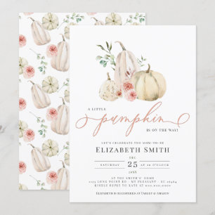 Pastel Blush Pumpkin Greenery Floral Wasserfarbe Einladung