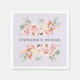 Pastel Blush Rose Botanische Hochzeit Serviette