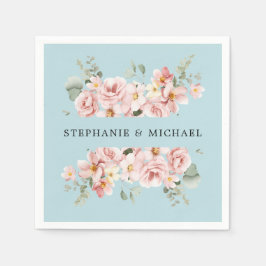 Pastel Blush Rose Botanische Hochzeit Serviette
