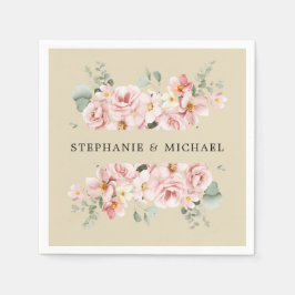 Pastel Blush Rose Botanische Hochzeit Serviette