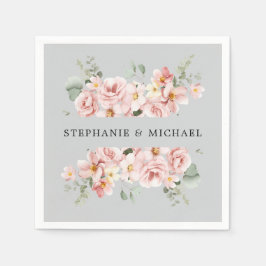 Pastel Blush Rose Botanische Hochzeit Serviette