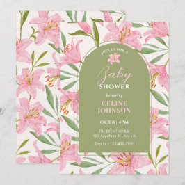 Pastel Blütenblüte lilafarbene grüne Babydusche Einladung