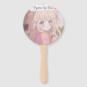 Pastel-Boba-Mädchen: Kawaii-Anime-Partybedarf Fächer