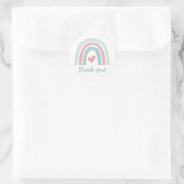 Pastel Bohemisch Rainbow Vielen Dank Runder Aufkleber (Tasche)