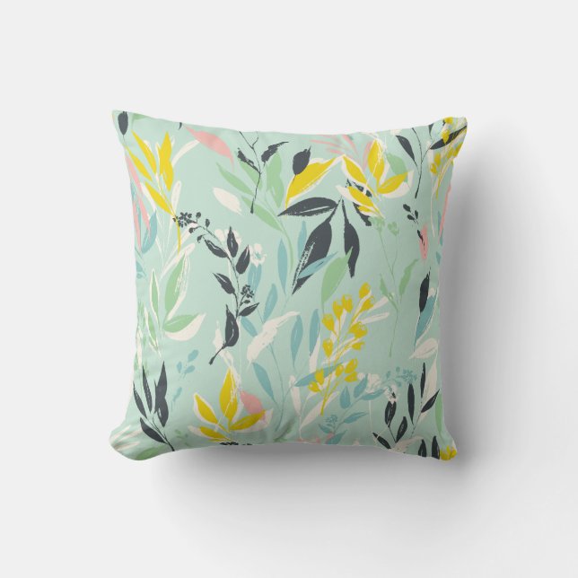 Pastel-Bohemisches Foliagemuster Kissen (Vorderseite)