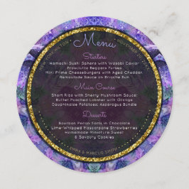 Pastel Boho Batik Round Wedding Menu Cards Menükarte