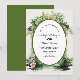 Pastel Boho Blumenarch Tropische Hochzeit Einladung
