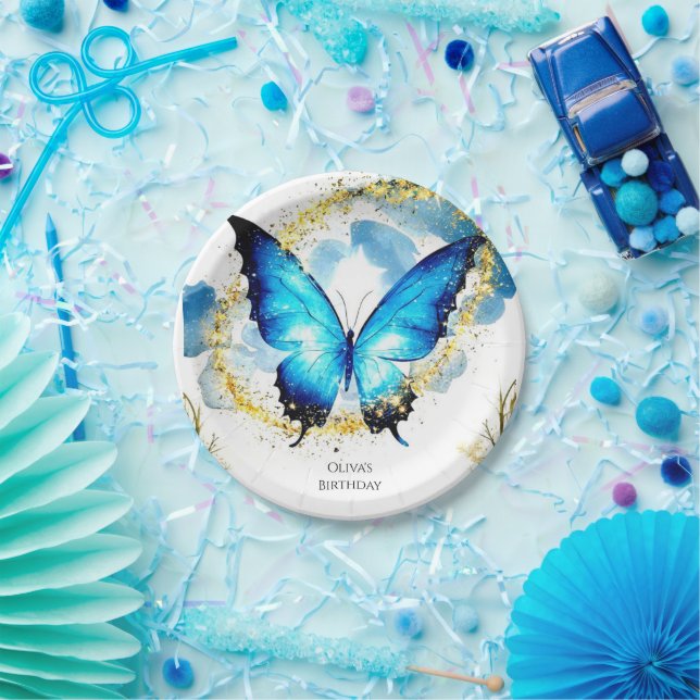 Pastel Boho Butterfly Geburtstag Pappteller (Party)