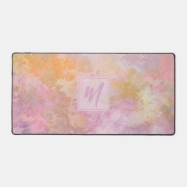 Pastel Boho Floral Pattern Chic Script Monogram Schreibtischunterlage