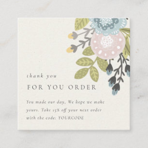 Pastel Boho Floral vielen Dank für die Ermäßigu Quadratische Visitenkarte