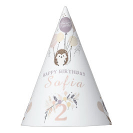 Pastel Boho Igel und Balloons Geburtstag Partyhütchen