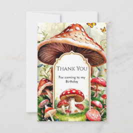 Pastel Boho Mushroom Birthday Dankeskarte