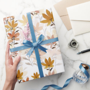 Pastel Boho Mustard Yellow Wildblumen Geschenkpapier