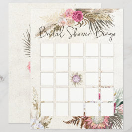 Pastel Boho Neutral Floral Brautparty Bingo