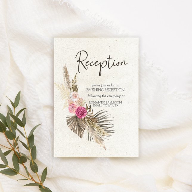 Pastel Boho Neutral Floral Wedding Card Begleitkarte (Von Creator hochgeladen)