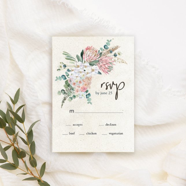 Pastel Boho Neutral Floral Wedding Carte RSVP (Créateur téléchargé)