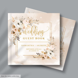 Pastel Boho Neutral Gold Herbst Gästebuch