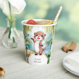 Pastel Boho Otter Birthday Pappbecher
