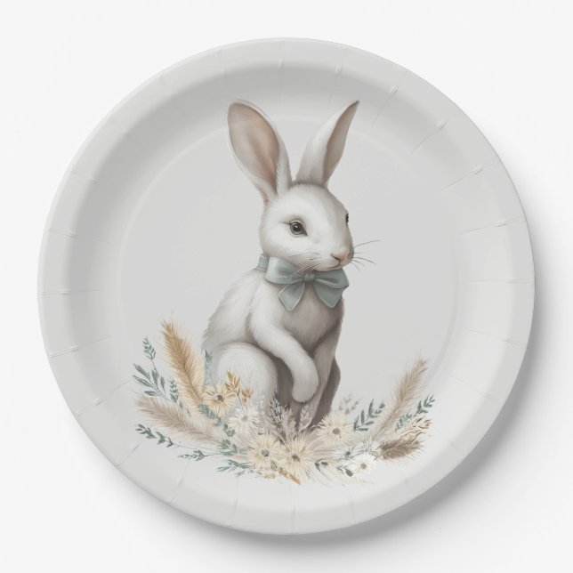 Pastel Boho Rabbit Pappteller (Vorderseite)