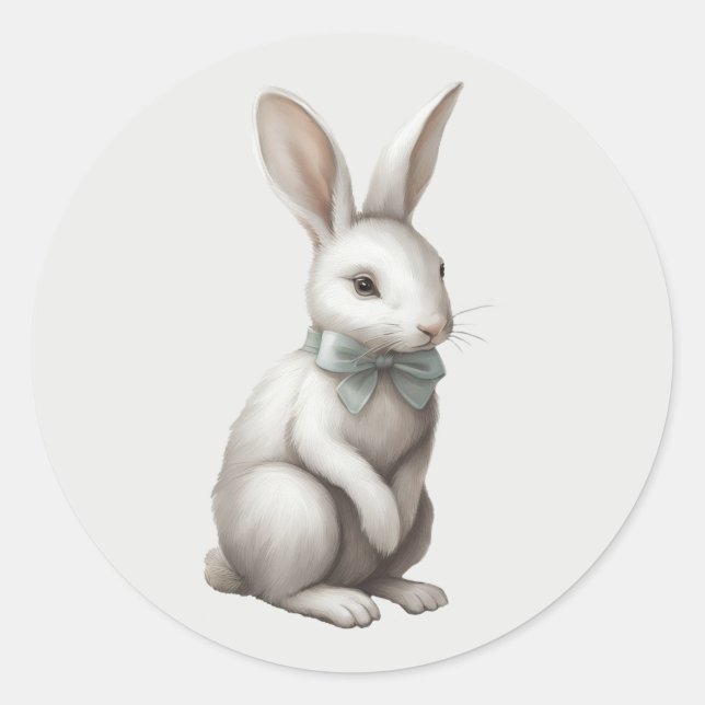 Pastel Boho Rabbit Runder Aufkleber (Vorderseite)