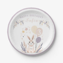 Pastel Boho Rabbit und Balloons Geburtstag