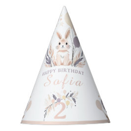 Pastel Boho Rabbit und Balloons Geburtstag Partyhütchen