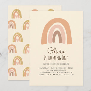 Pastel Boho Rainbow 1er Anniversaire Cartes d'invi