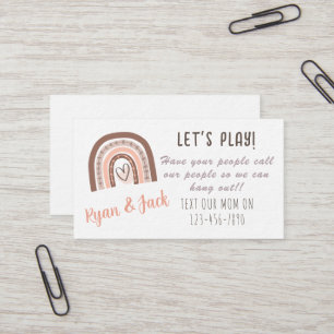 Pastel Boho Rainbow Kids Jouer Carte d'appel Date