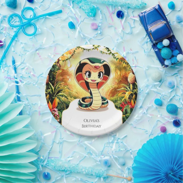 Pastel Boho Snake Birthday Pappteller (Party)