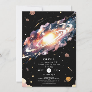 Pastel Boho Space Geburtstag Einladung