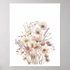 Pastel Boho Wilde Blume Floral Wasserfarbe Poster