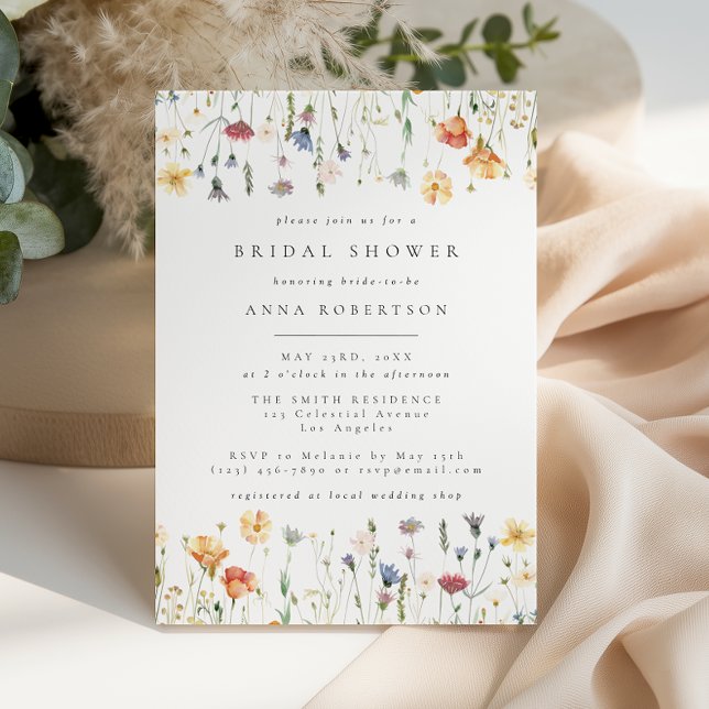 Pastel Boho Wildflower Bridal Shower Invitation Einladung (Von Creator hochgeladen)