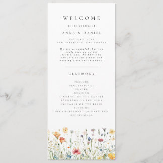 Pastel Boho Wildflower Wedding Program Programm