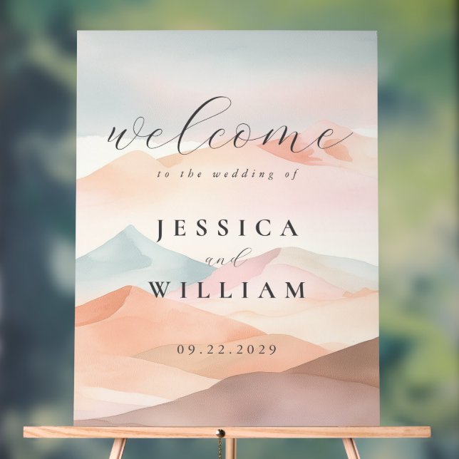 Pastel Boho Wüste Wedding Willkommen Acrylschild (Neutral)