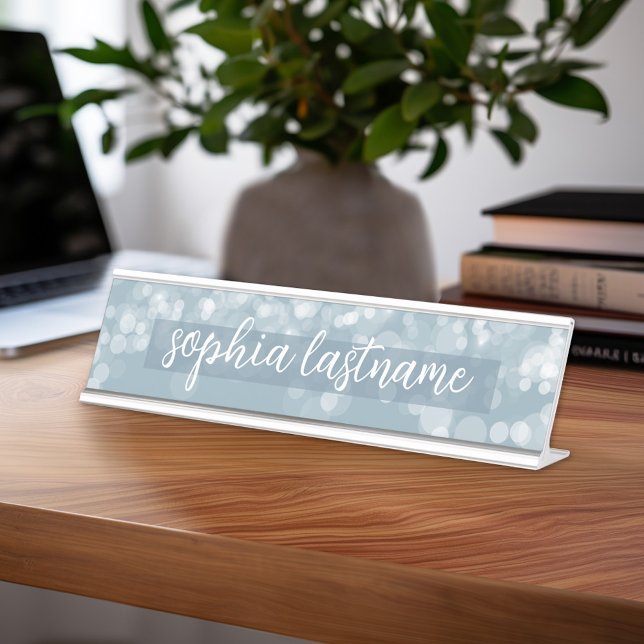Pastel Bokeh Pattern with Handwritten Unterschrift Schreibtischnamensplakette (Custom Name Plate for Desk or Office)