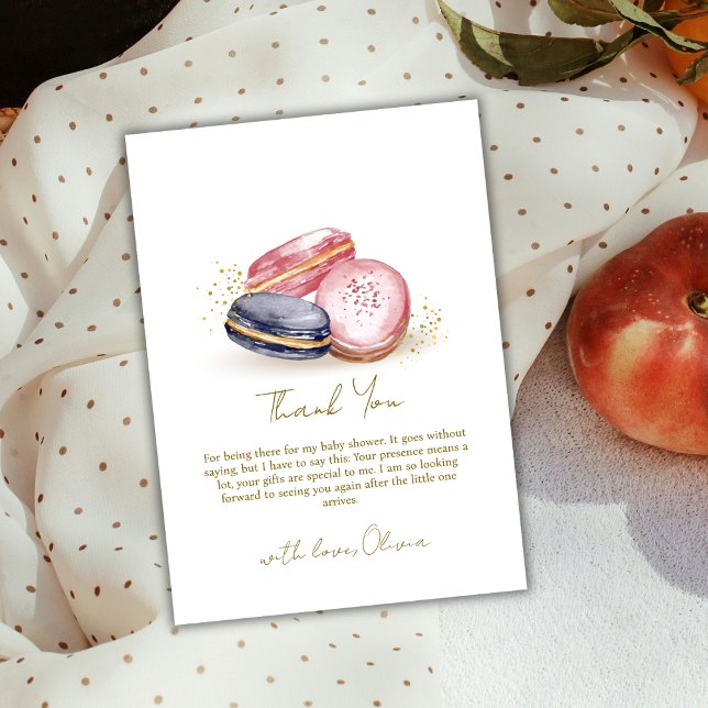 Pastel Bonjour Bébé French Macarons Babydusche Dankeskarte (Pastel Bonjour Bébé French Macarons Baby Shower Thank You Card)