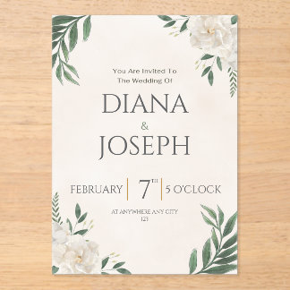 Pastel  Botanical Wedding Invitation | EditabLE Acryleinladungen