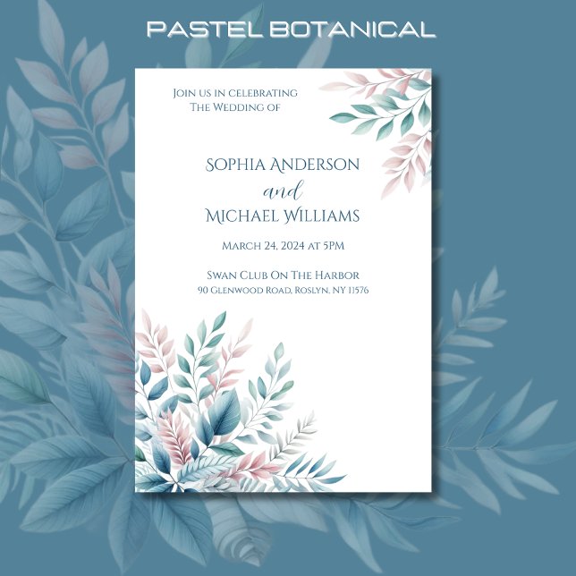 Pastel Botanical Wedding Thema Einladung (Pastel Botanical -Wedding Invitation)