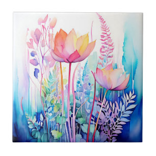 Pastel Botanischer Gradient Abstrakt Fliese
