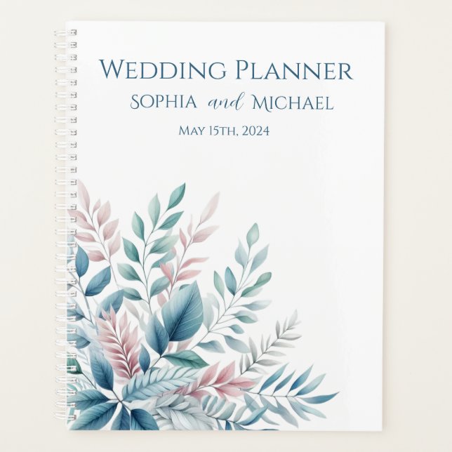 Pastel Botanischer Hochzeitsplaner Planer (Vorderseite)