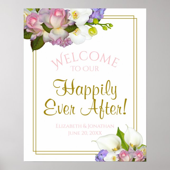 Pastel Bouquet Frühlingsblumenhochzeit Begrüßungsz Poster (Vorne)