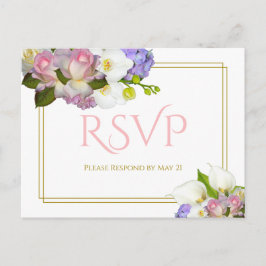 Pastel Bouquet Spring Floral Wedding RSVP Postkarte
