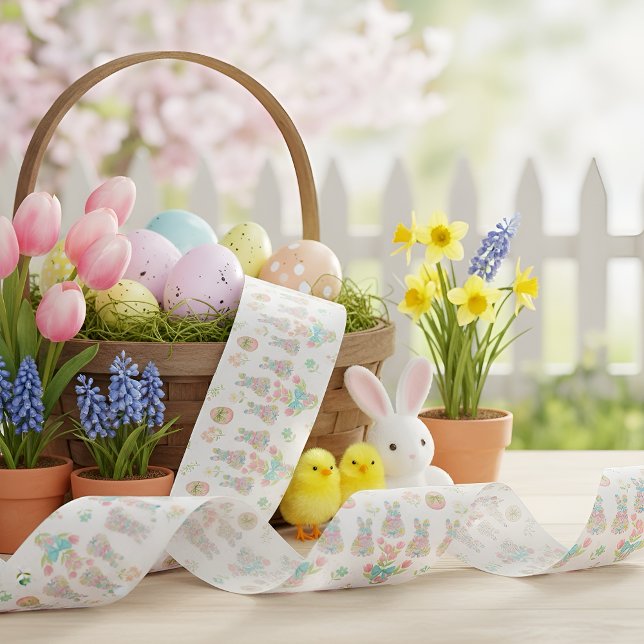 Pastel Bow Bunny Easter with Spring Florals Satinband (Von Creator hochgeladen)