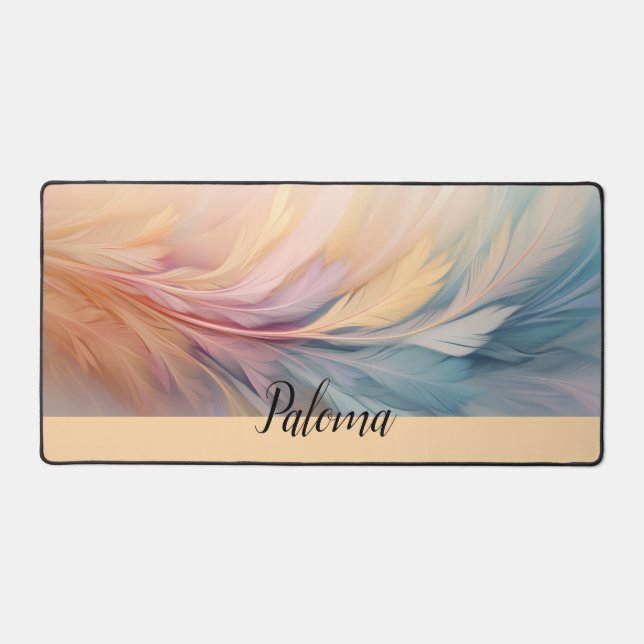 Pastel Breeze: Feather Whirl Schreibtischunterlage (Vorderseite)
