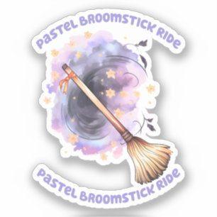 Pastel Broomstick Ride Aufkleber