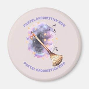Pastel Broomstick Ride Magnet